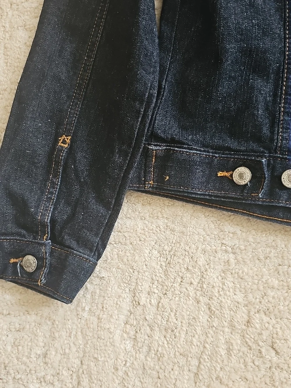 old Navy Denim Jacket with Blue paintef Back Panel